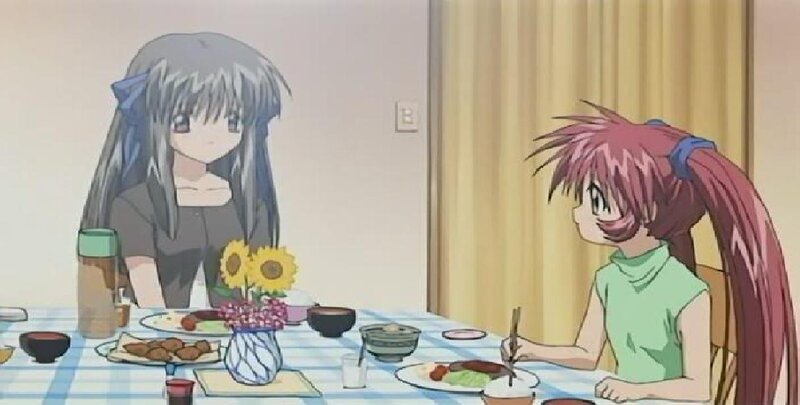 Two Girls at a Table — Blue