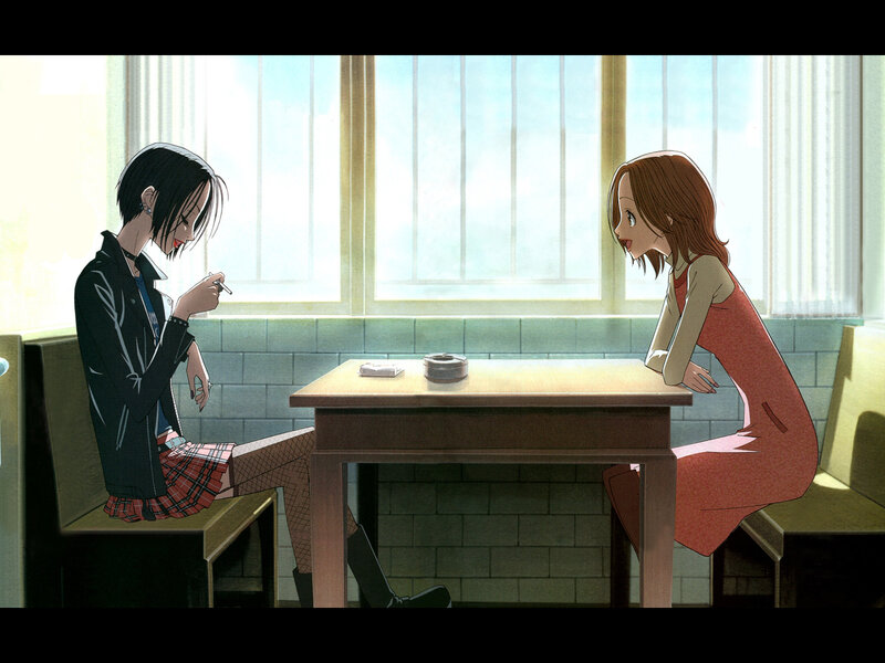 Two Girls at a Table — Brown, Calm