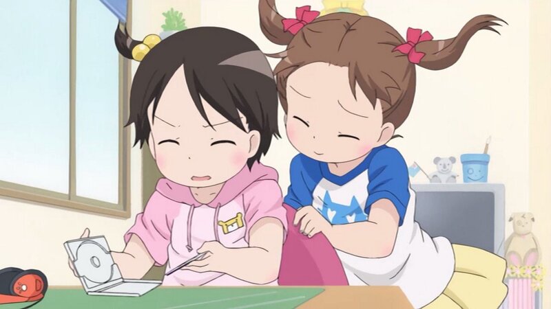 Two Girls at a Table — Pink