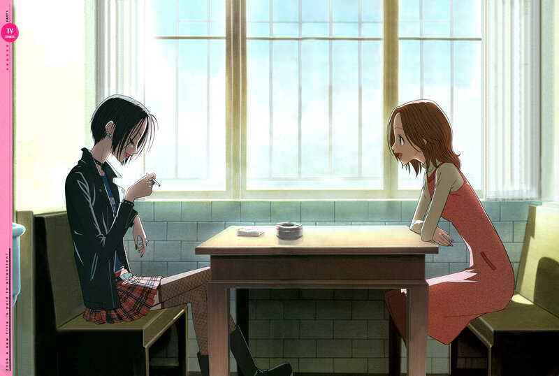 Two girls at a table