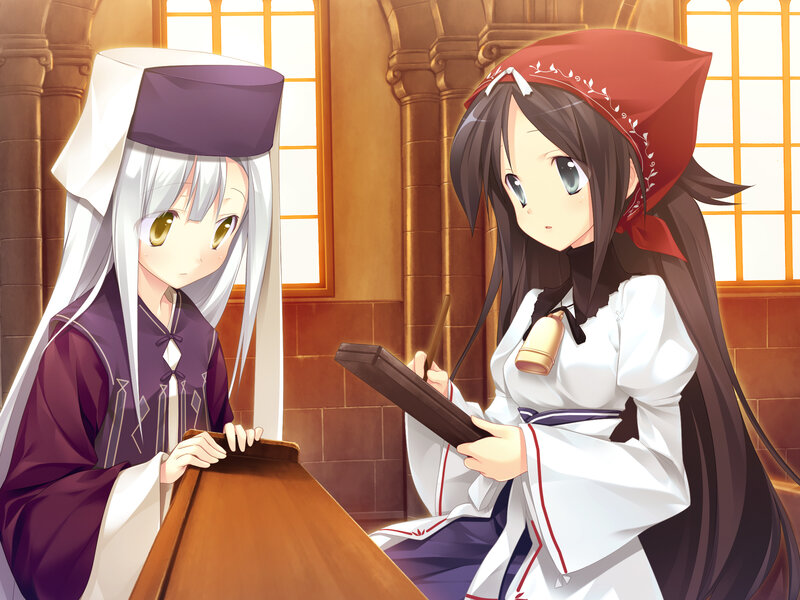Two Girls at a Table — White