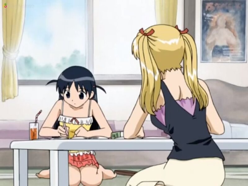 Two Girls at a Table — Yellow