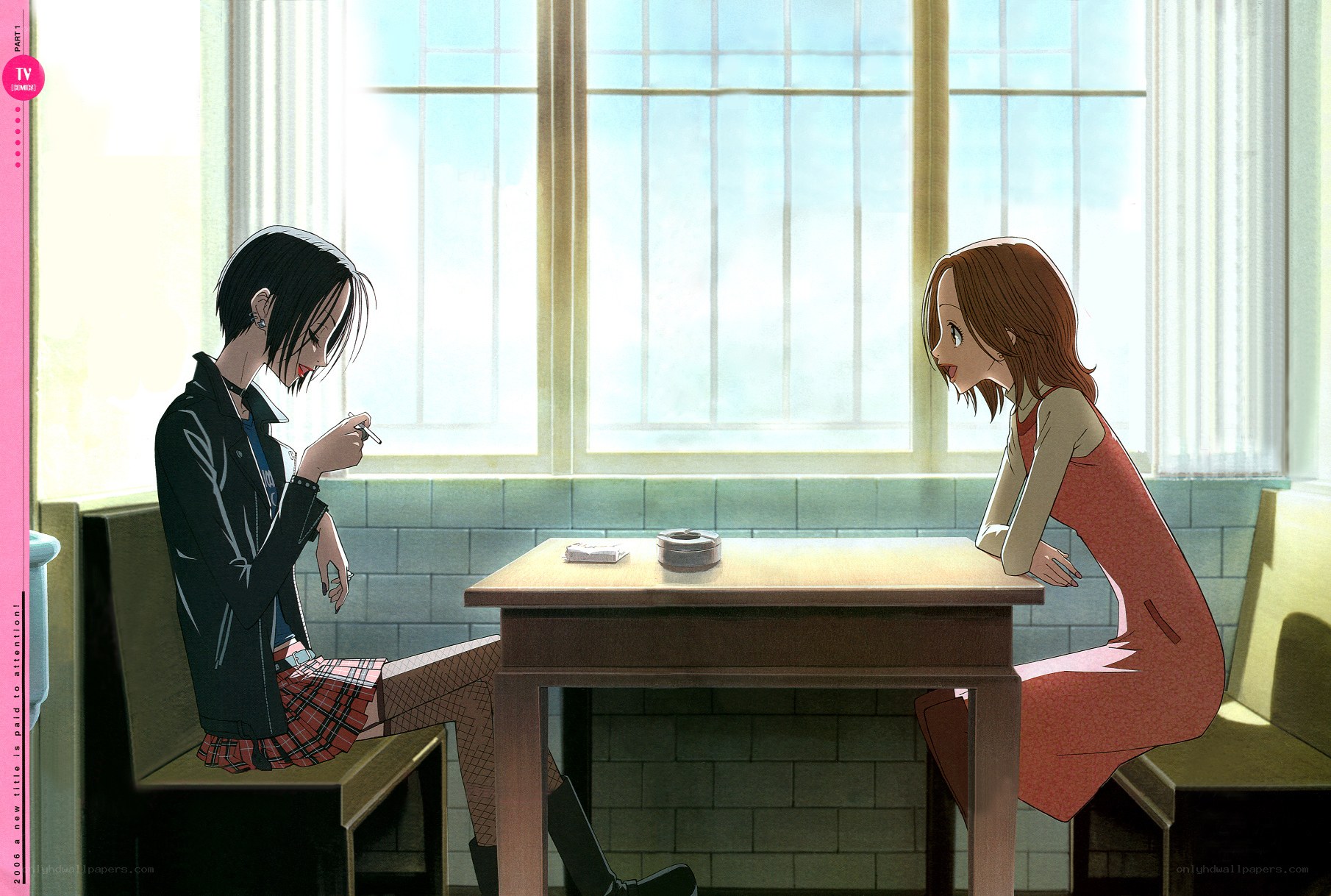 Two girls at a table