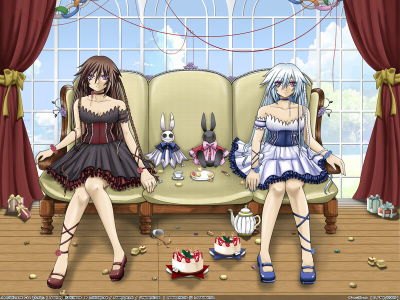 Two girls at a tea party