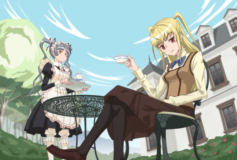 Two Girls at a Tea Party — Blue