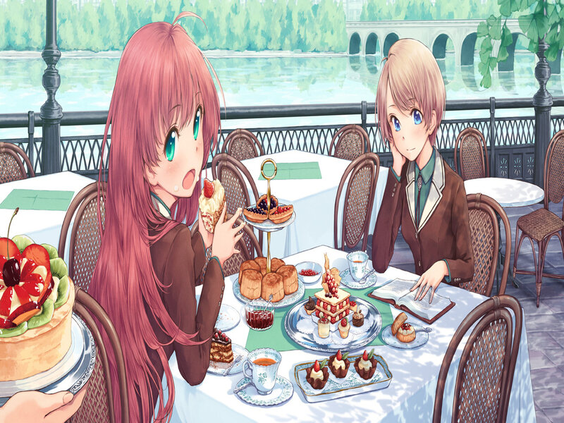 Two Girls at a Tea Party — Pink