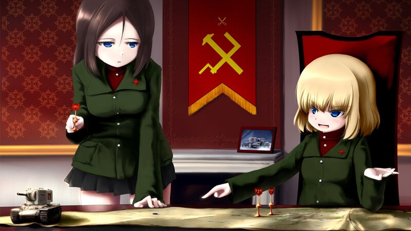 Two girls at a war table