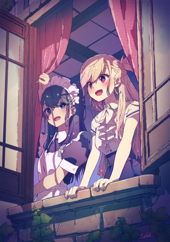 Two Girls at a Window