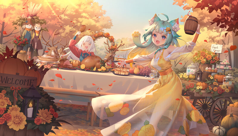 Two Girls at Autumn Feast