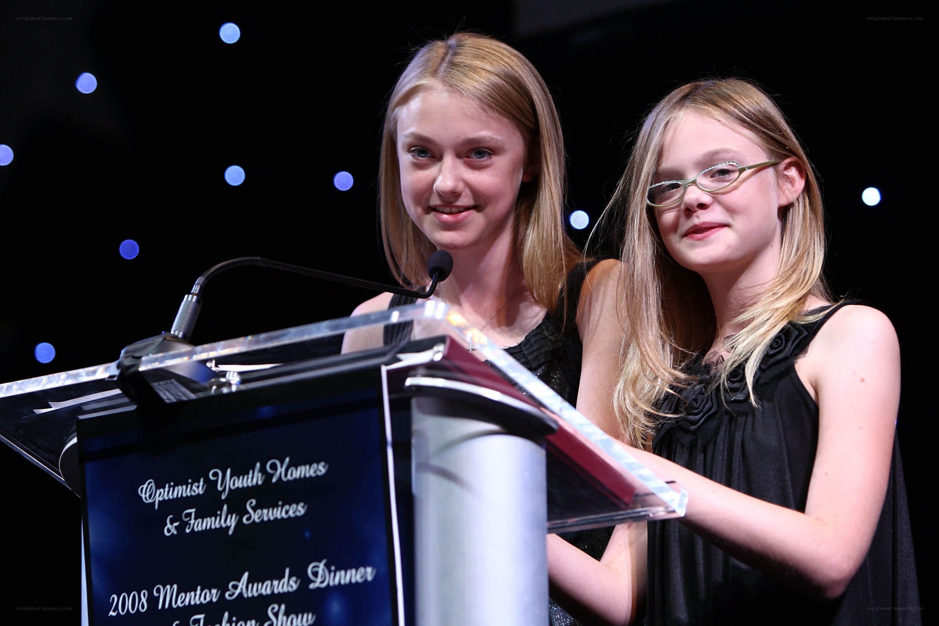 Two girls at awards dinner