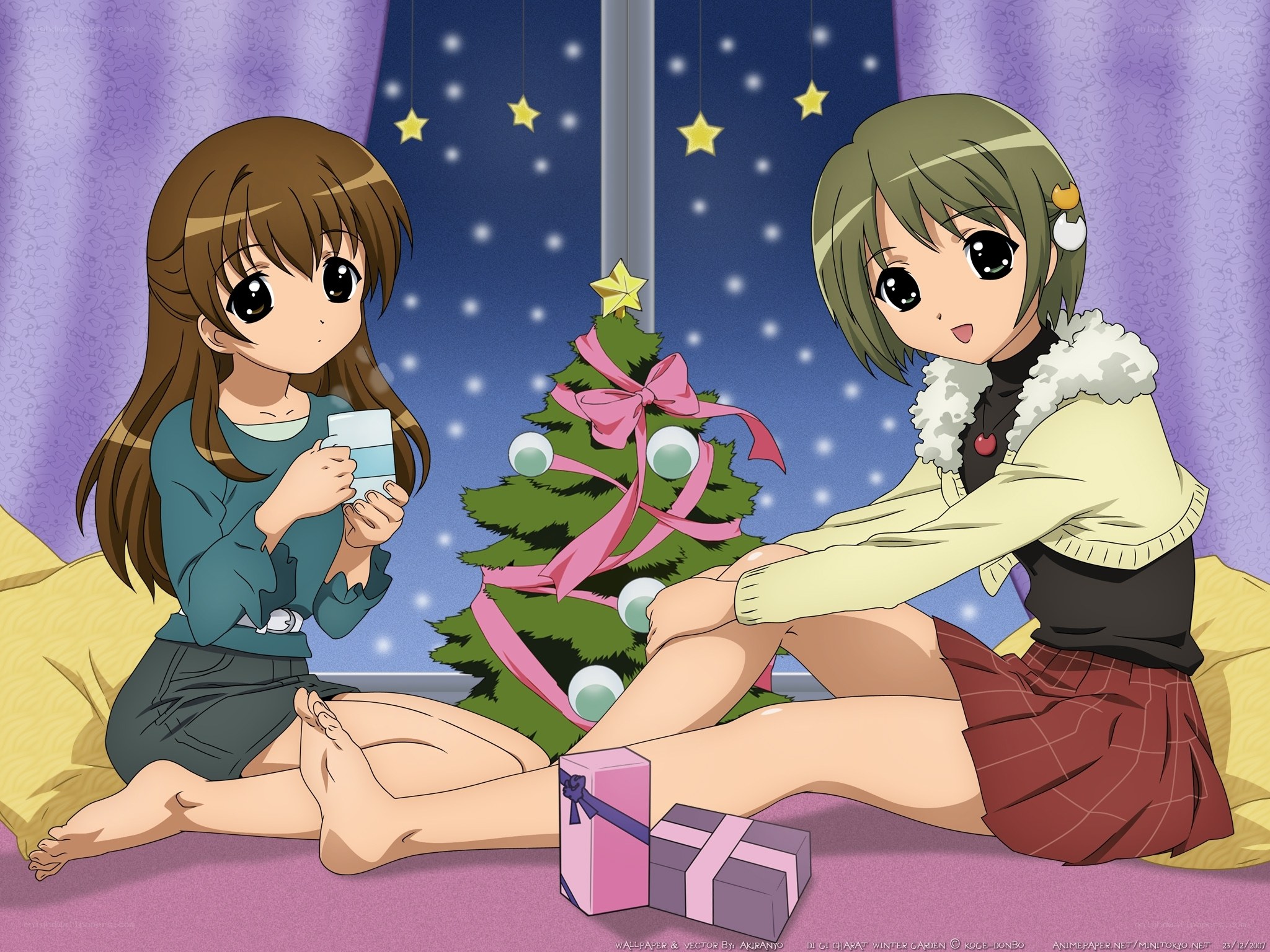 Two girls at Christmas