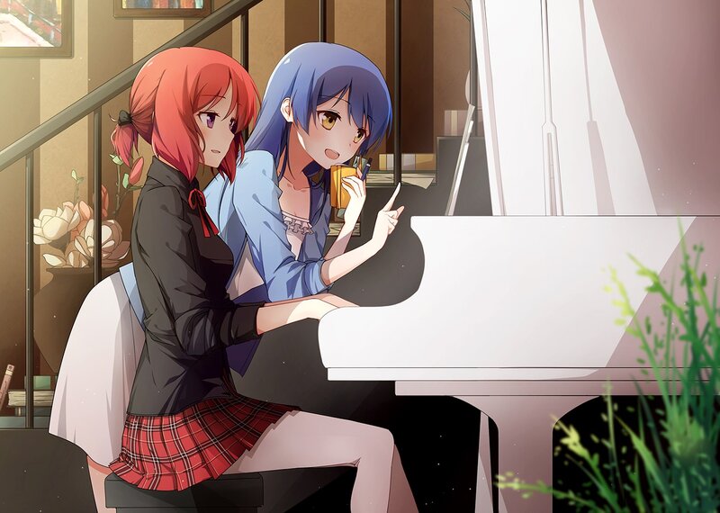 Two Girls at Piano — White