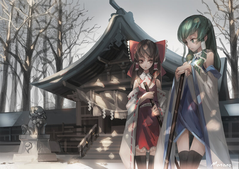 Two Girls at Shrine — Gray