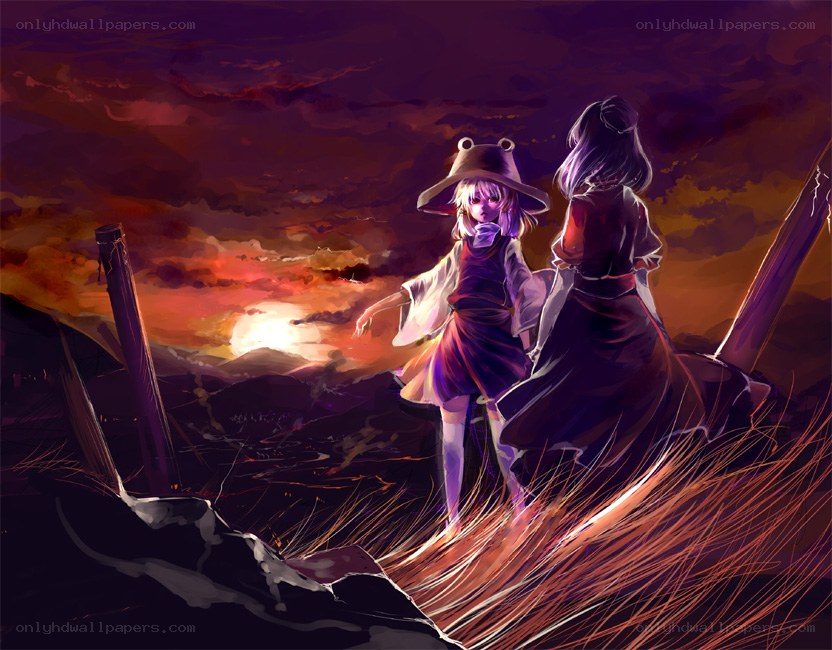 Two girls at sunset