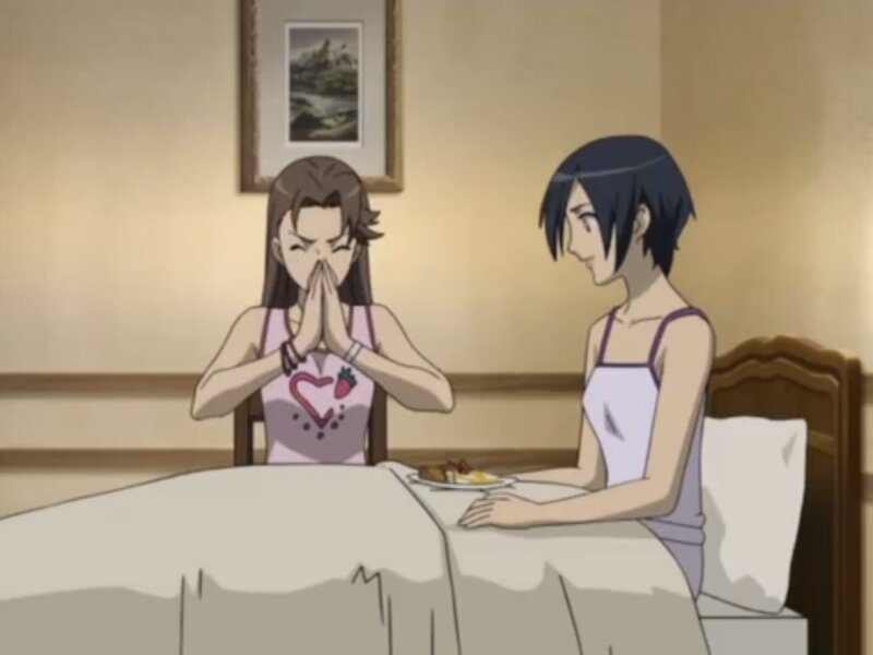 Two Girls at Table — Beige