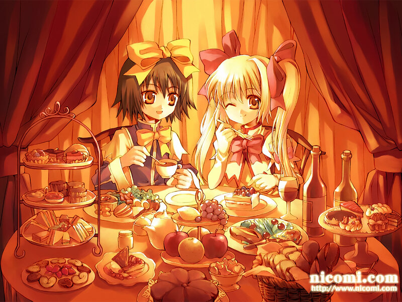 Two Girls at Tea Party — Orange