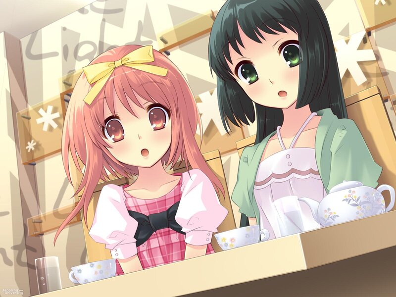 Two Girls at Tea Party — Pink, Calm
