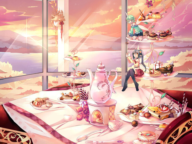 Two Girls at Tea Party — Pink