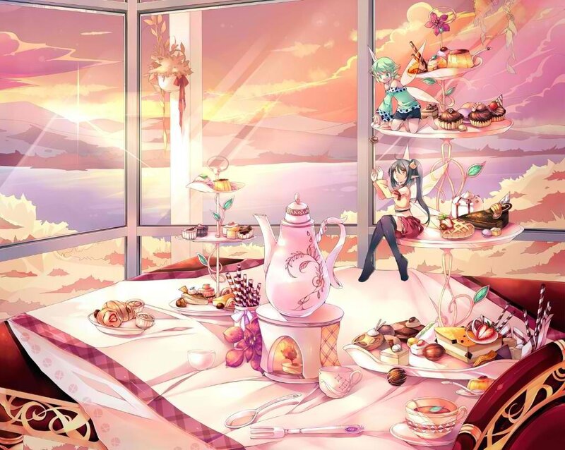 Two Girls at Tea Party