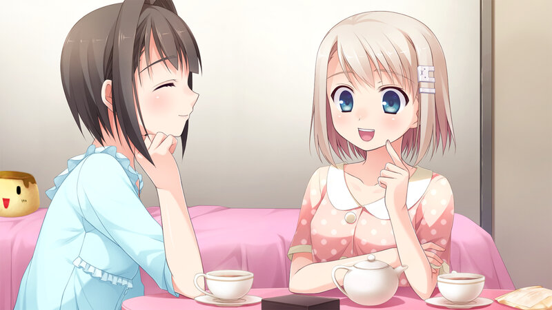 Two Girls at Tea Table