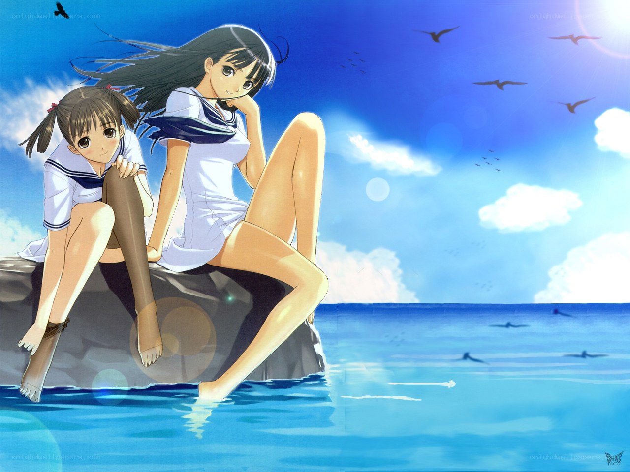 Two girls at the seaside