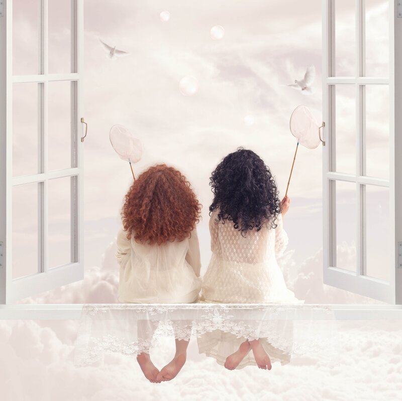 Two Girls at Window