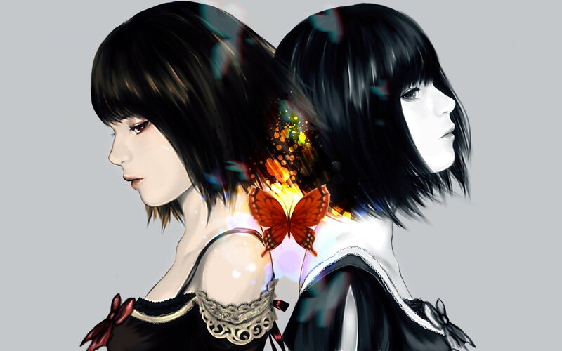 Two Girls Back to Back — Black