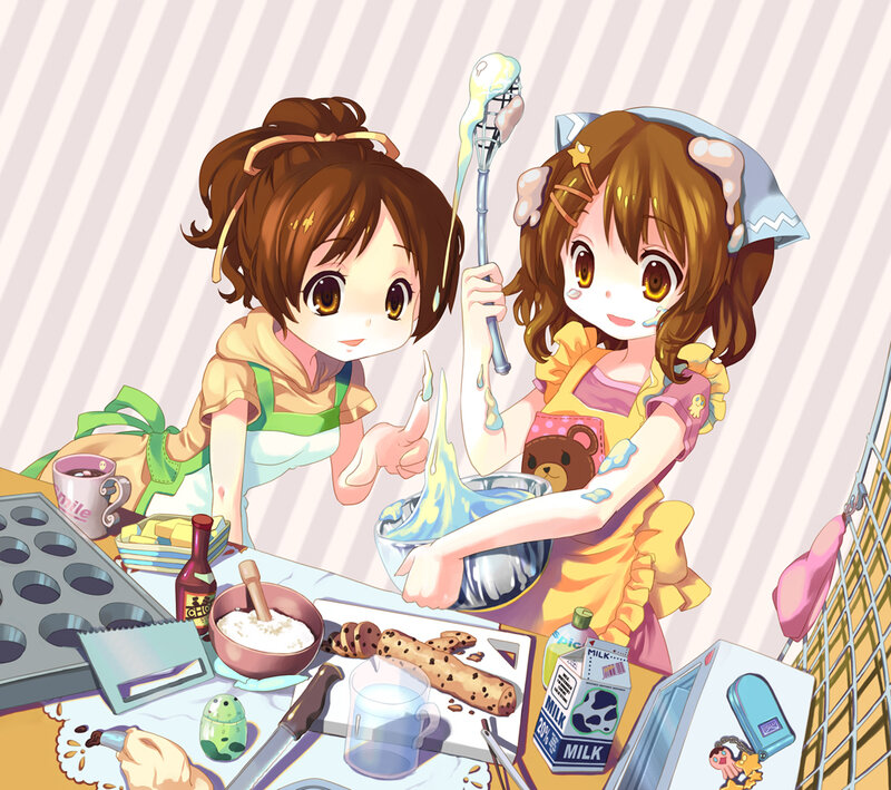 Two girls baking together