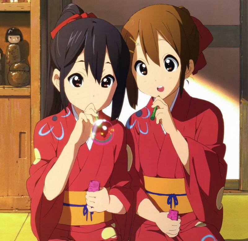 Two Girls Blowing Bubbles — Red