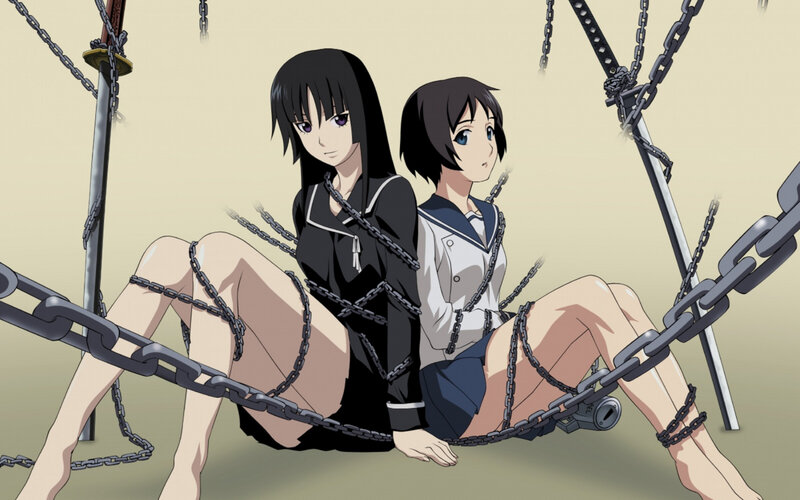Two girls bound by chains