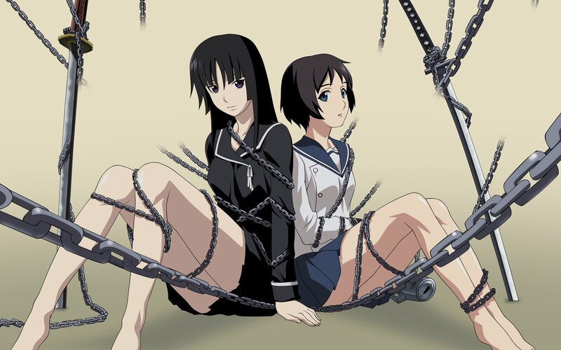 Two Girls Bound by Chains — Beige, Dramatic
