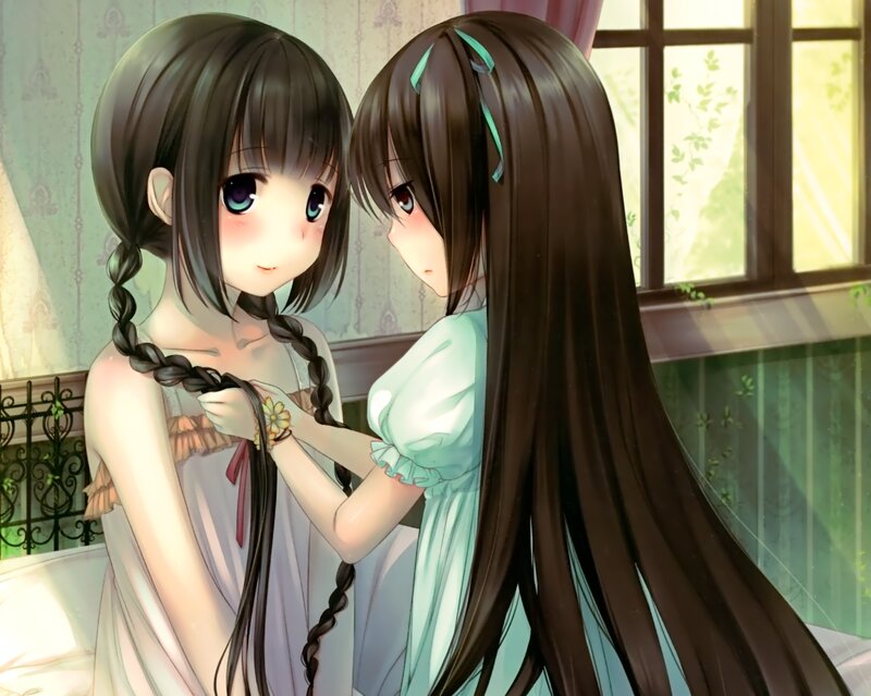 Two Girls Braiding Hair