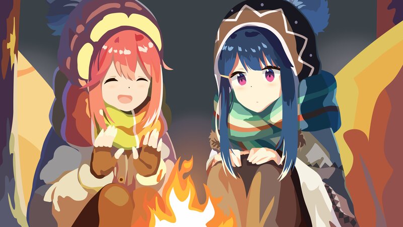 Two Girls by Fire