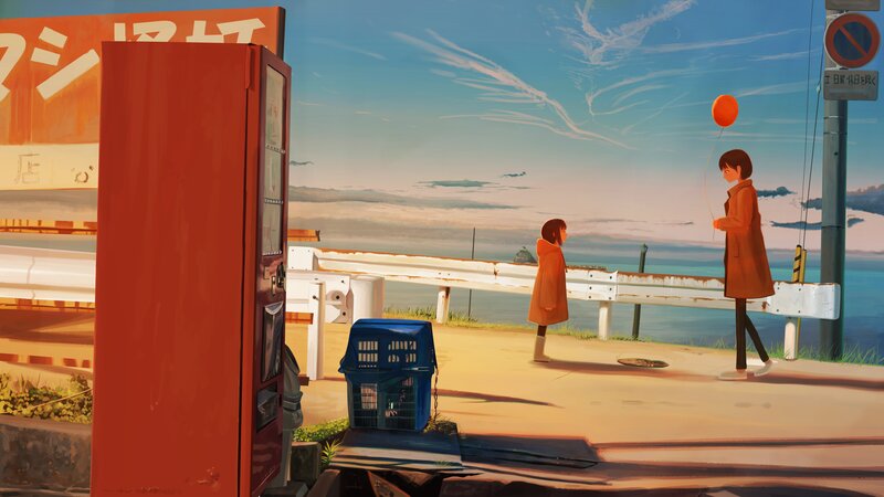 Two Girls by the Sea — Orange