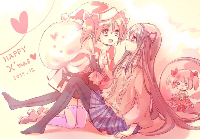 Two girls celebrating Christmas