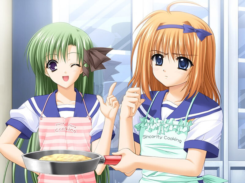 Two Girls Cooking — Green