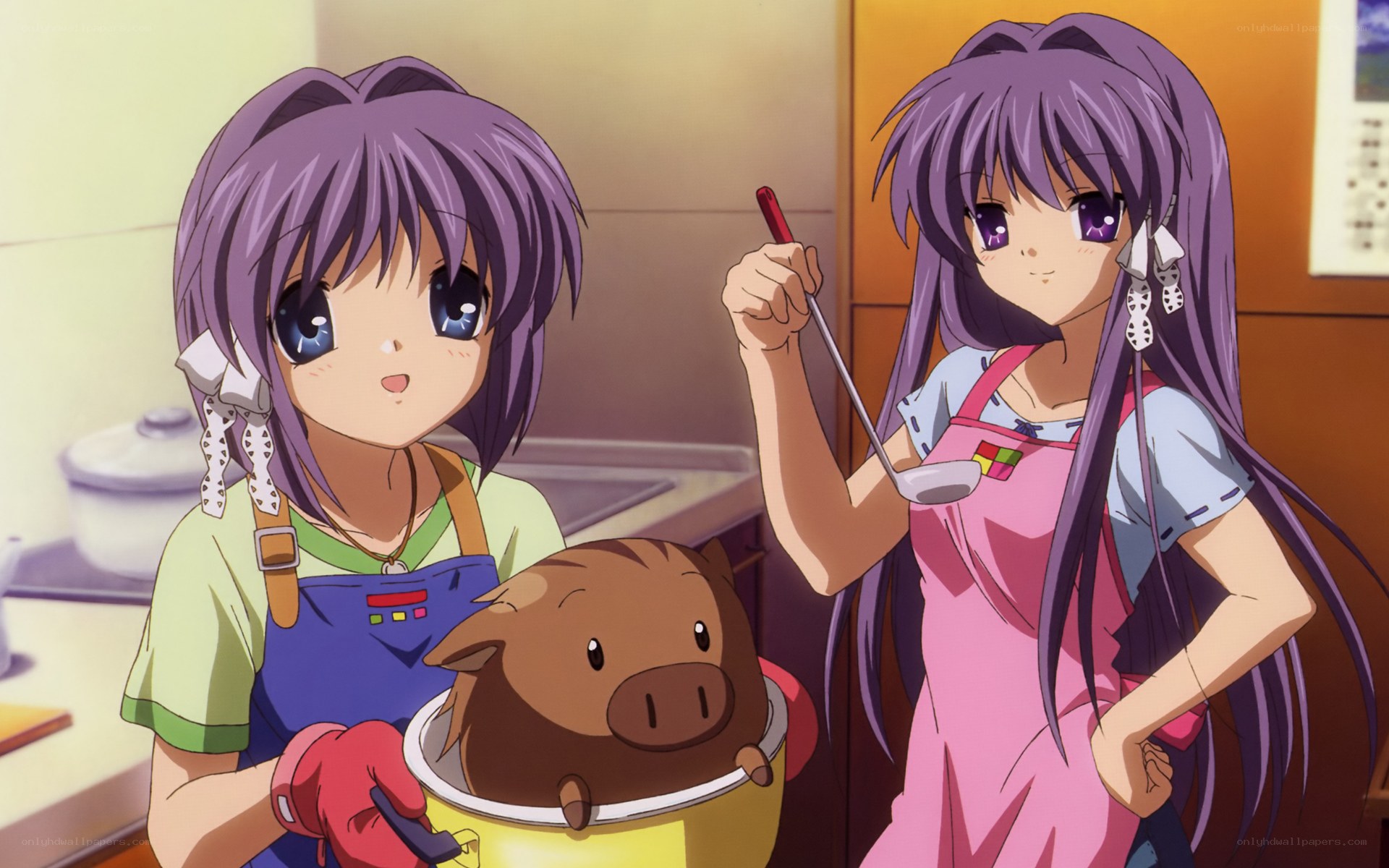Two girls cooking in kitchen