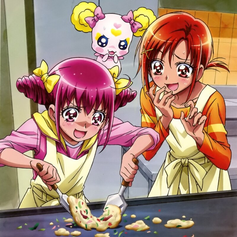 Two Girls Cooking — Pink, Happy, Playful