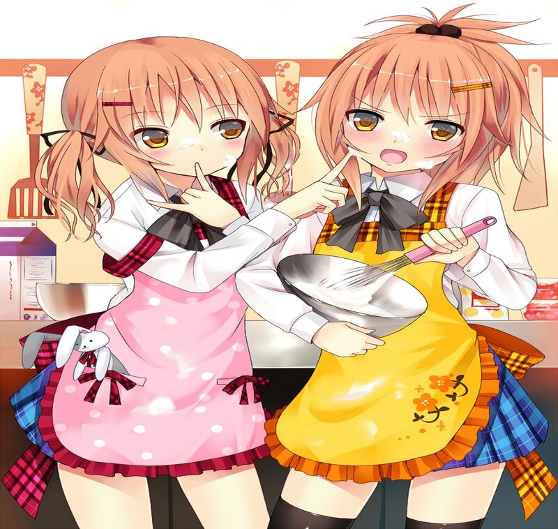 Two Girls Cooking — Pink, Playful