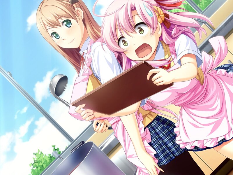 Two Girls Cooking — Pink