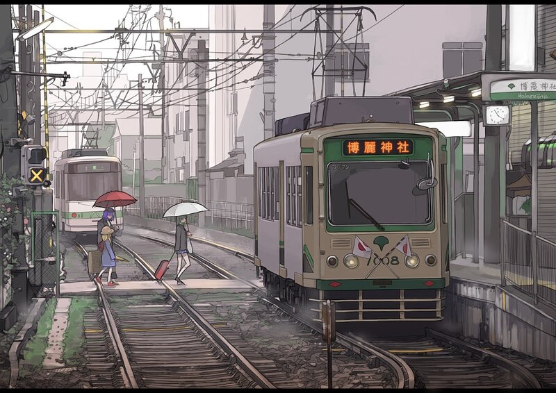 Two Girls Crossing Tracks