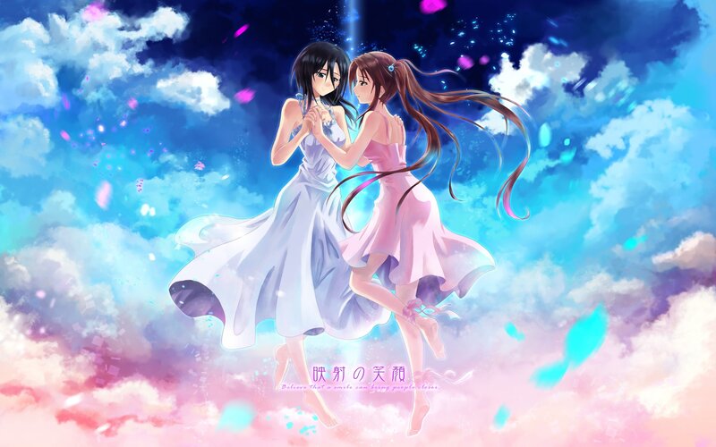 Two girls dancing in the sky