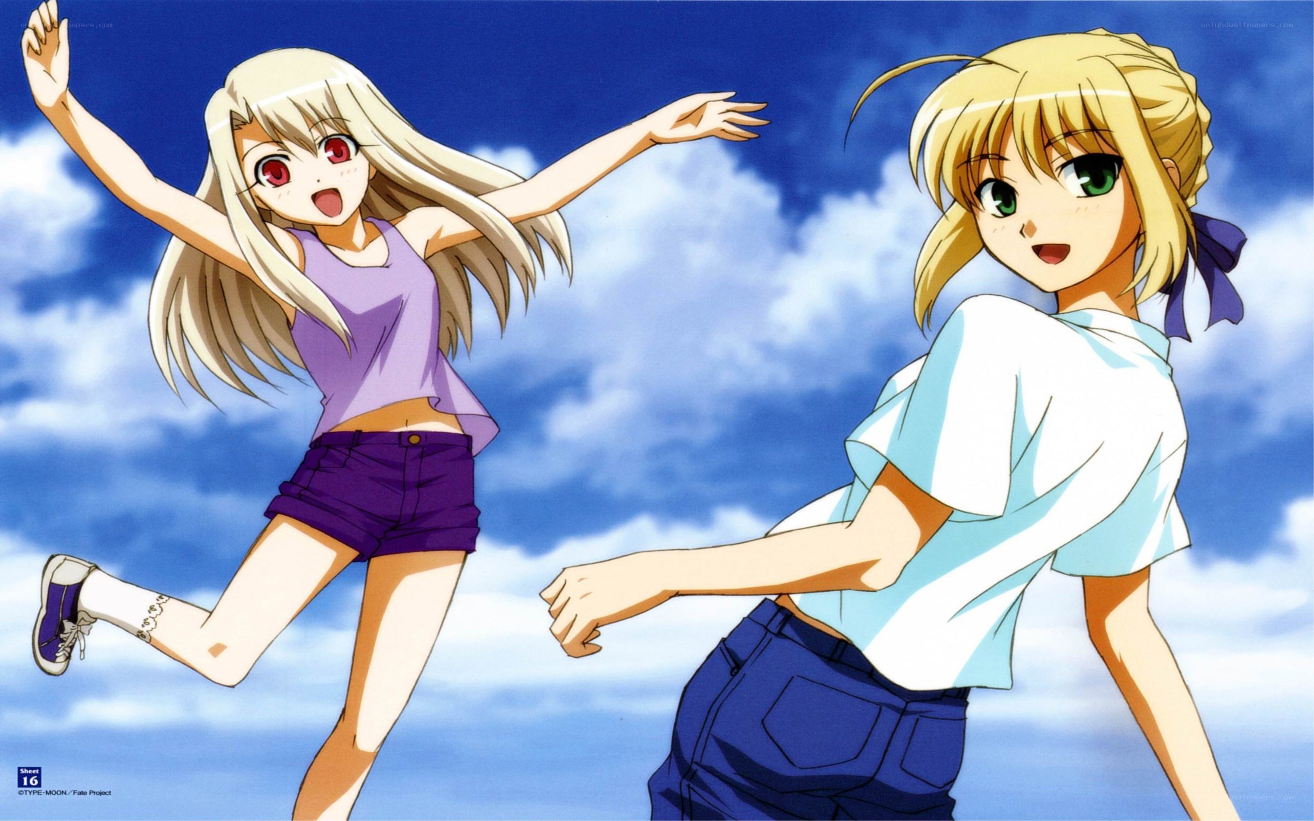 Two girls dancing in the sky