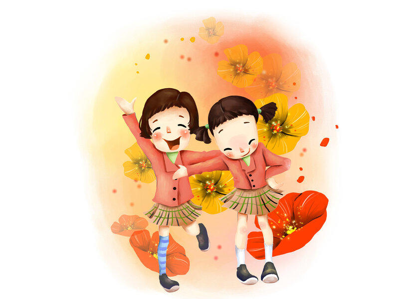 Two Girls Dancing — Yellow