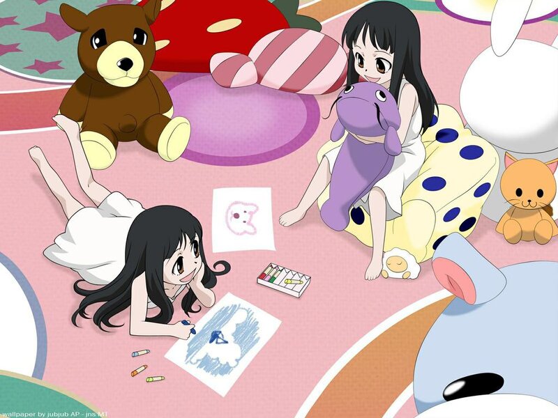 Two Girls Drawing — Pink