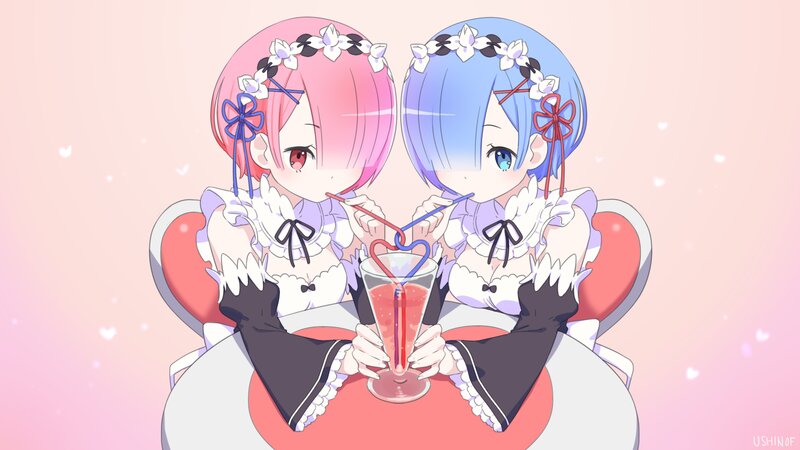 Two Girls Drinking Juice — Pink