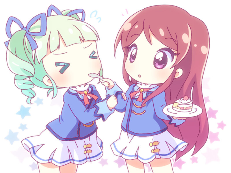 Two Girls Eating Cake — Blue