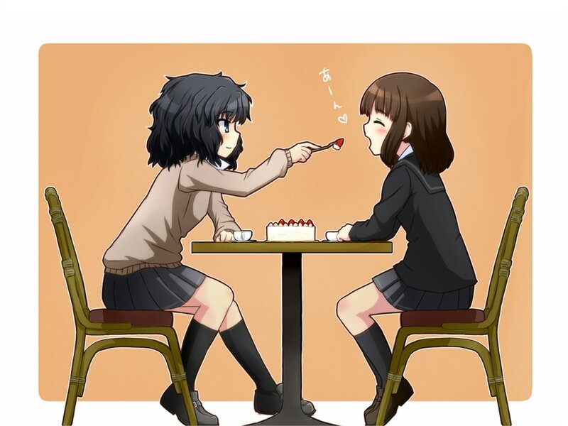 Two Girls Eating Cake — Orange, Sweet