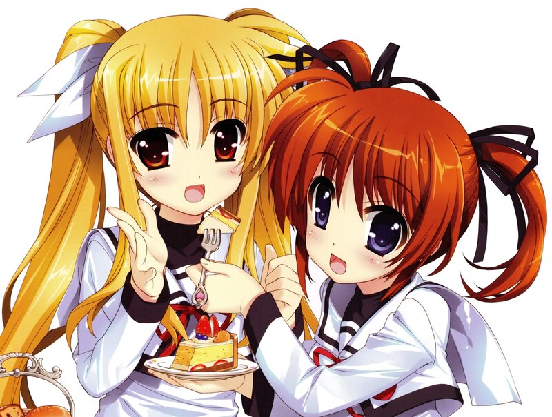Two Girls Eating Cake — Yellow