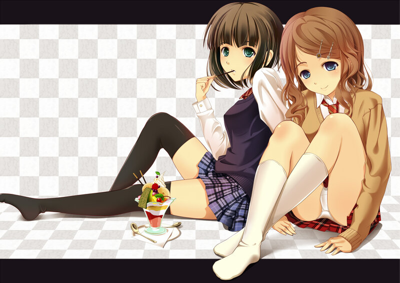 Two Girls Eating Dessert